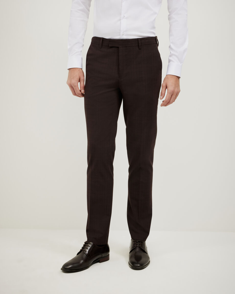Prince Of Wales Tailored Pant, Burgundy, hi-res